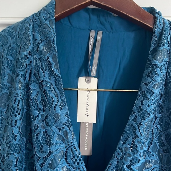 Anthropologie The Tommie Cap-Sleeve Front-Zip Shirt Dress Lace Edition Sz XS NWT - Picture 5 of 13